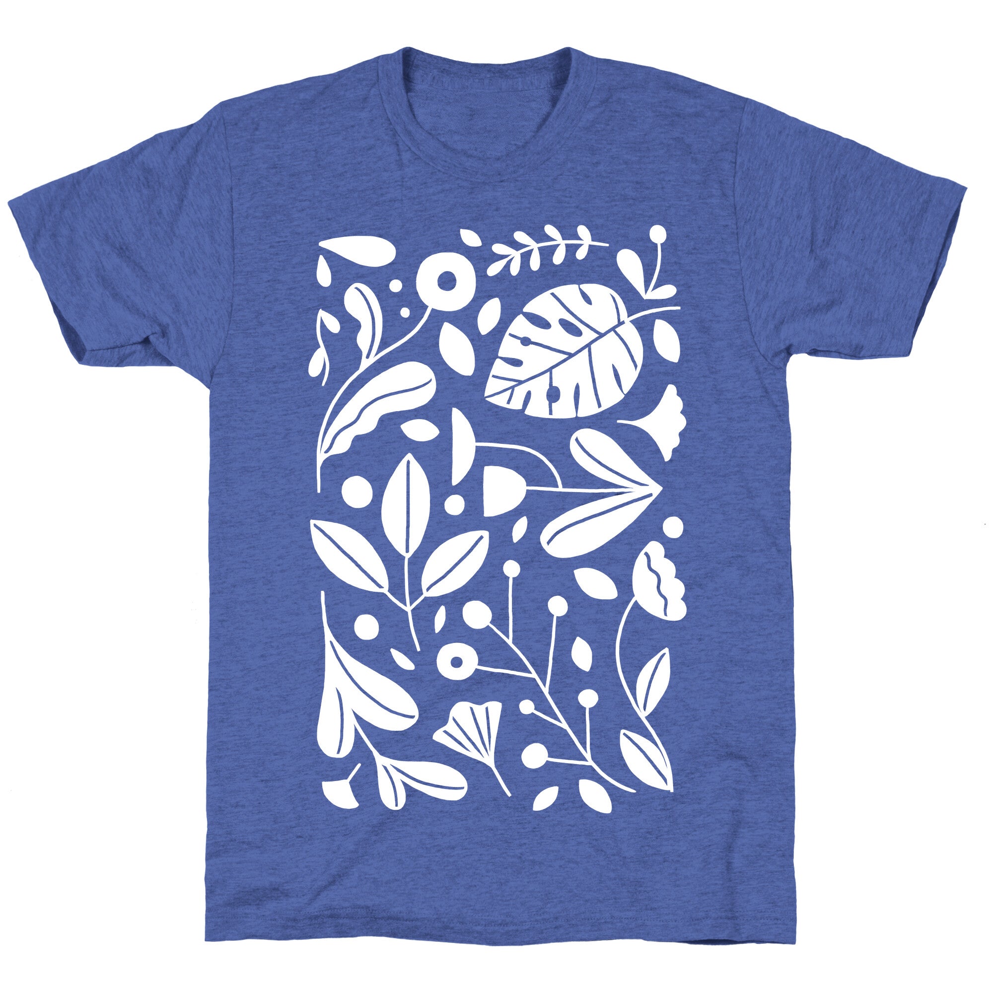 Black and White Plant Pattern Unisex Triblend Tee